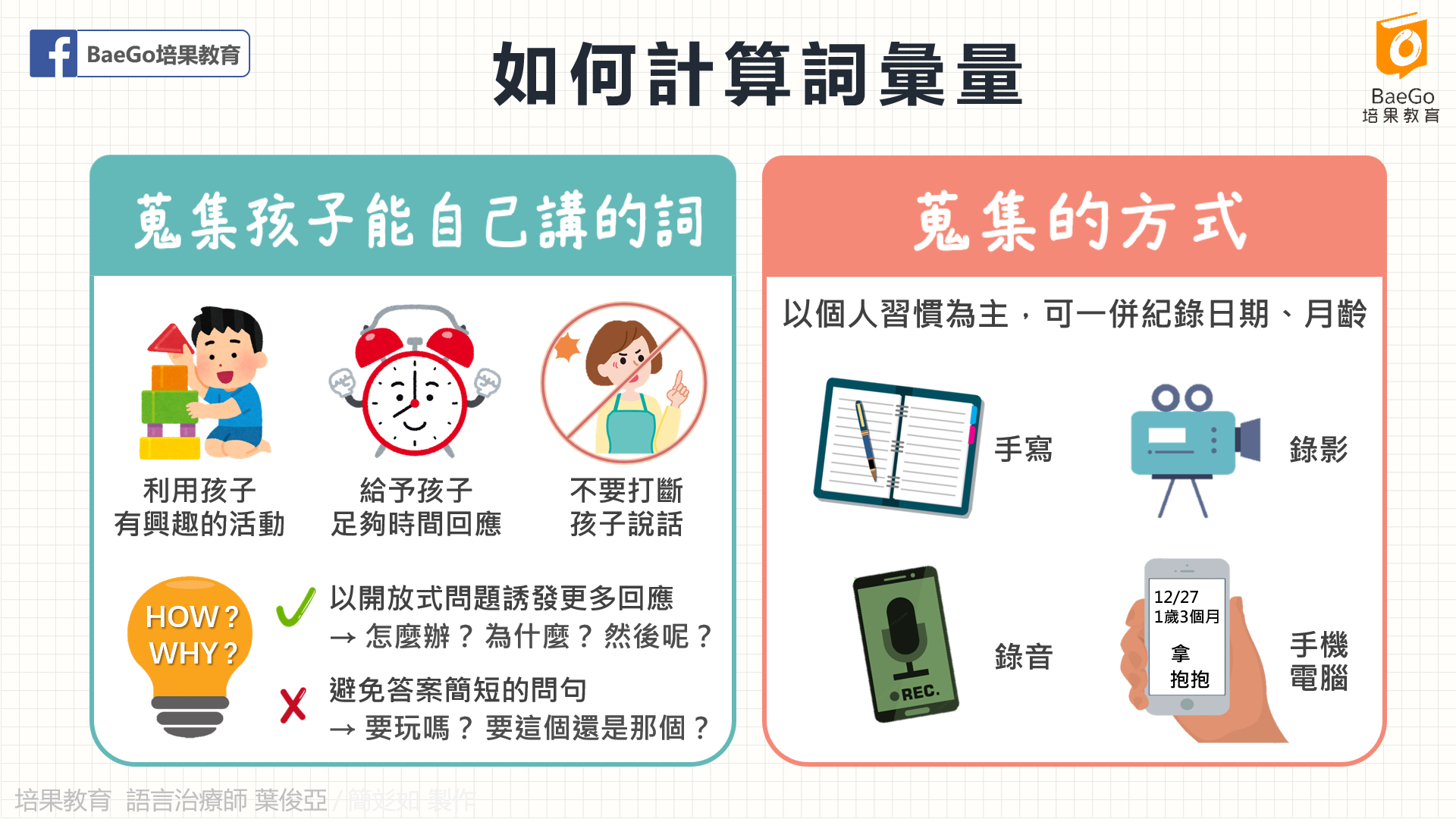 孩子3岁前，最先会说的50个词汇！语言治疗师教你如何纪录孩子的词汇量